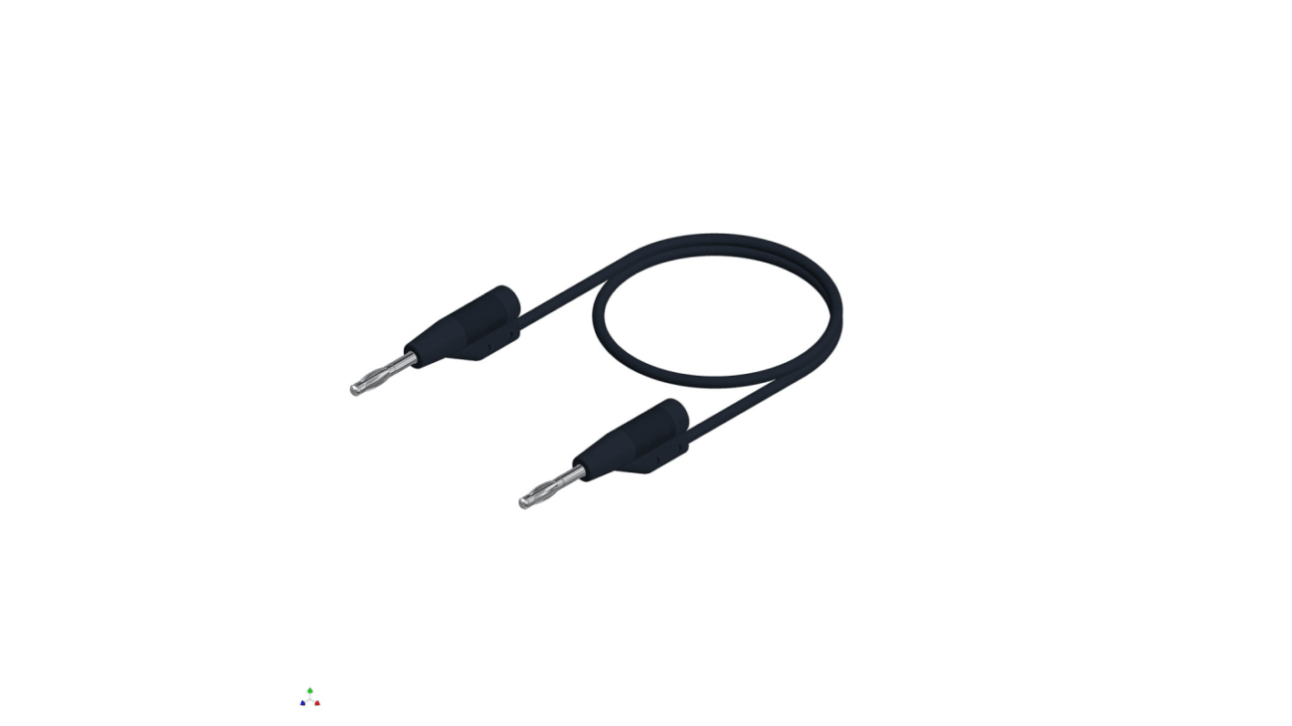 Hirschmann Test & Measurement 2 mm Connector Test Lead, 6A, 30 V ac, 60V dc, Black, 1m Lead Length