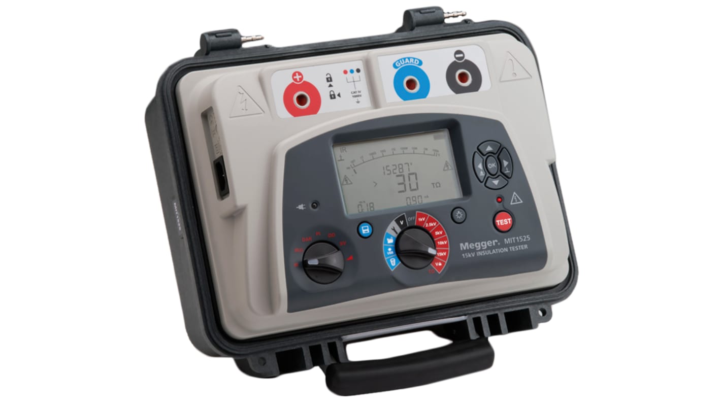 Megger MIT1525 Insulation Tester, 1000V Min, 15000V Max, 30TΩ Max, CAT IV