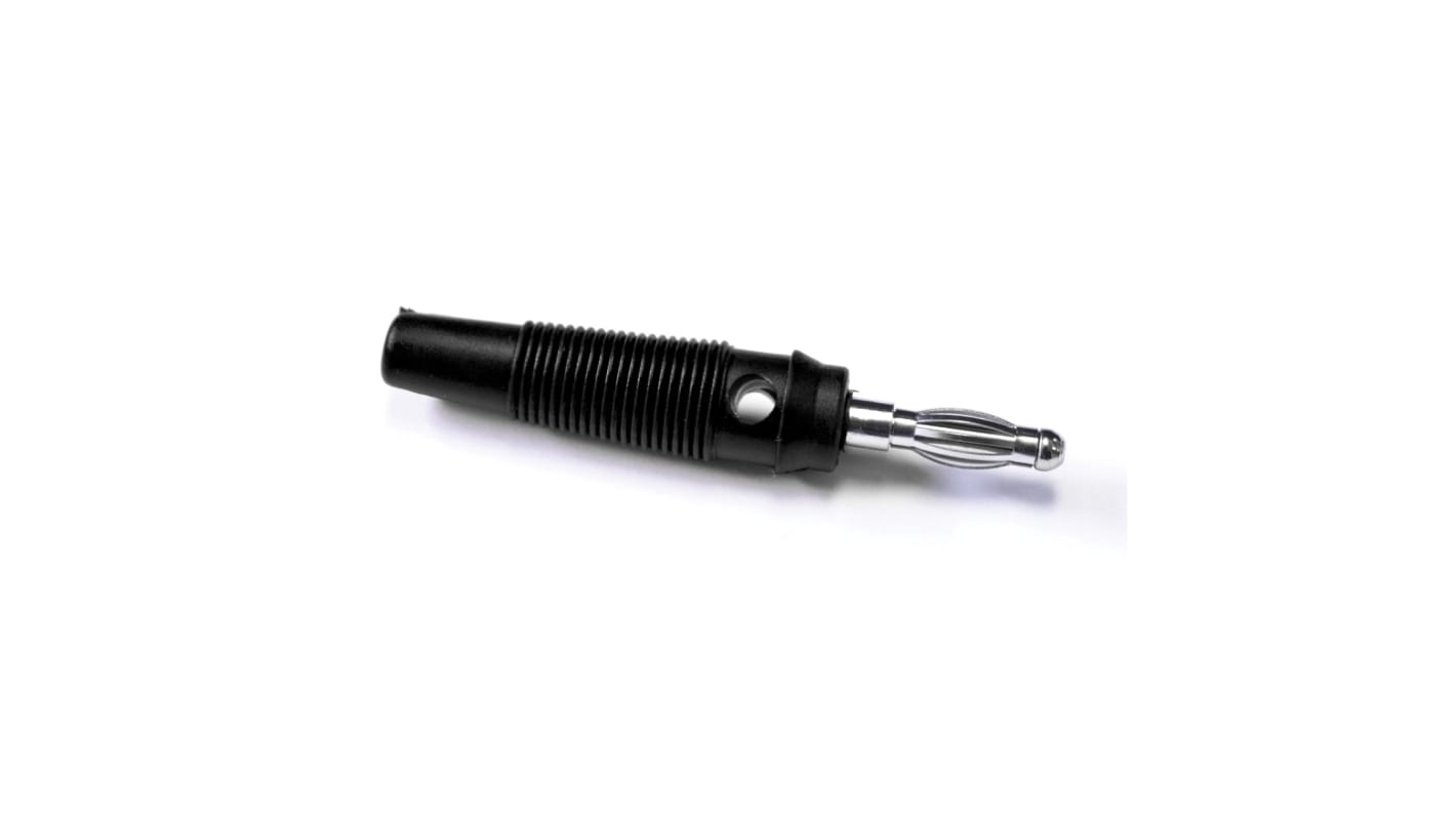 Mueller Electric Black Male Banana Plug, 4 mm Connector, Screw Termination, 24A, 30 V ac, 60V dc, Nickel Plating