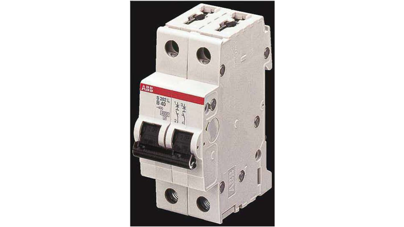 Disjoncteur ABB S200L 2P, 10A, pouvoir de coupure 6 kA, montage rail DIN