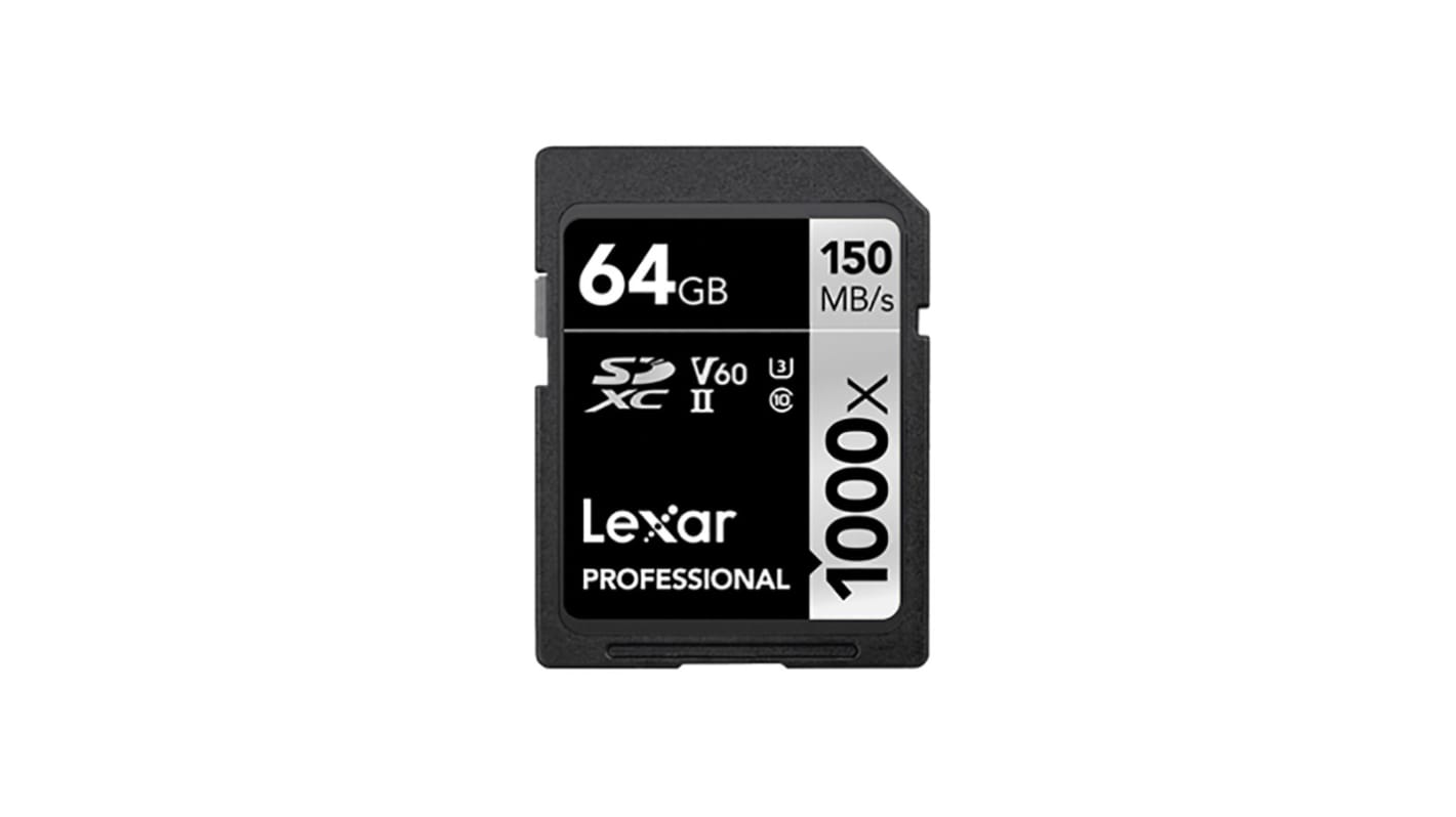 Lexar 64 GB SDXC SD Card, Class 10, Class 3, UHS-II