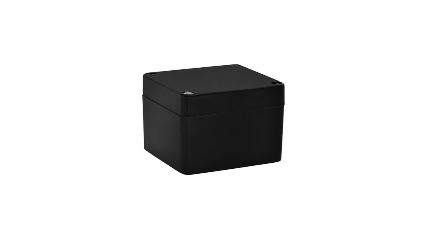 RS PRO Black Fibreglass Reinforced Polyester General Purpose Enclosure, IP66, IP67, IP68, Black Lid, 80 x 75 x 75mm