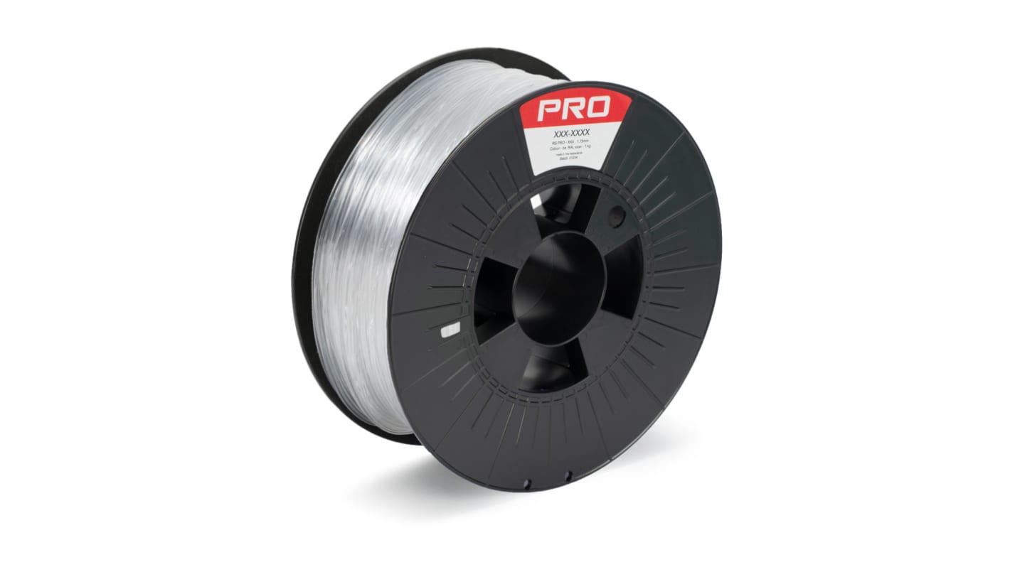 RS PRO PET-G 3D-Drucker Filament zur Verwendung mit Gängige Desktop-3D-Drucker, Lichtdurchlässig, 1.75mm, FDM, 1kg