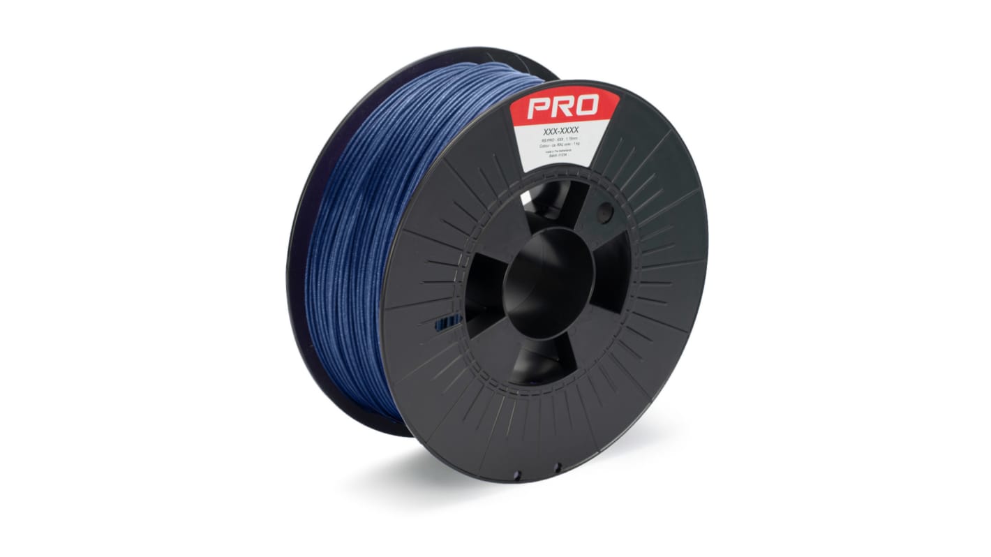 RS PRO 1.75mm Blue PLA 3D Printer Filament, 1kg