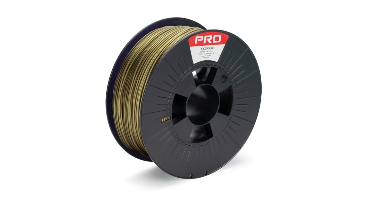 RS PRO PLA 3D-Drucker Filament zur Verwendung mit Gängige Desktop-3D-Drucker, Gold, 1.75mm, FDM, 1kg