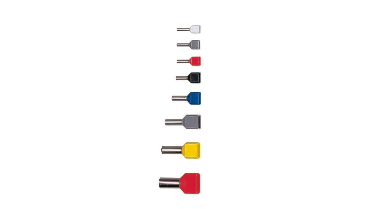 SES Sterling, PLIO Insulated Crimp Bootlace Ferrule, 8mm Pin Length, 1.8mm Pin Diameter, 2 x 0.5mm² Wire Size, White