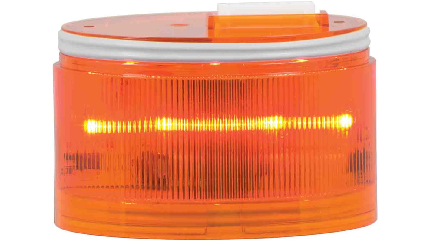 RS PRO LED闪灯元件, 24 V 交流/直流，240 V 交流电源, Φ70mm底座, 琥珀色透镜