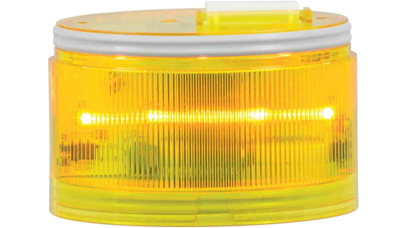 RS PRO LED闪灯元件, 24 V 交流/直流，240 V 交流电源, Φ70mm底座, 黄色透镜