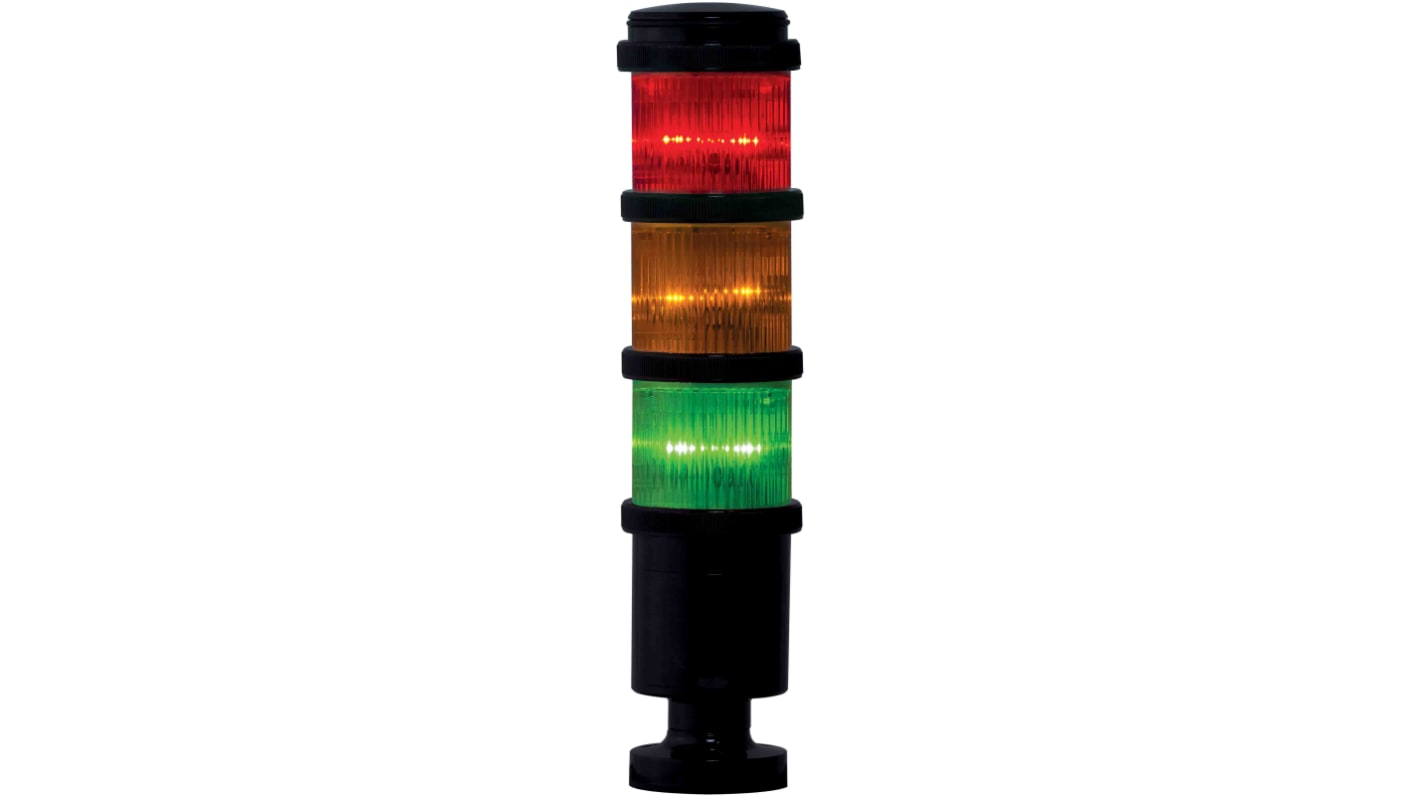 Columna de señalización RS PRO, LED Rojo/Verde/Ámbar, 24 V ac / dc