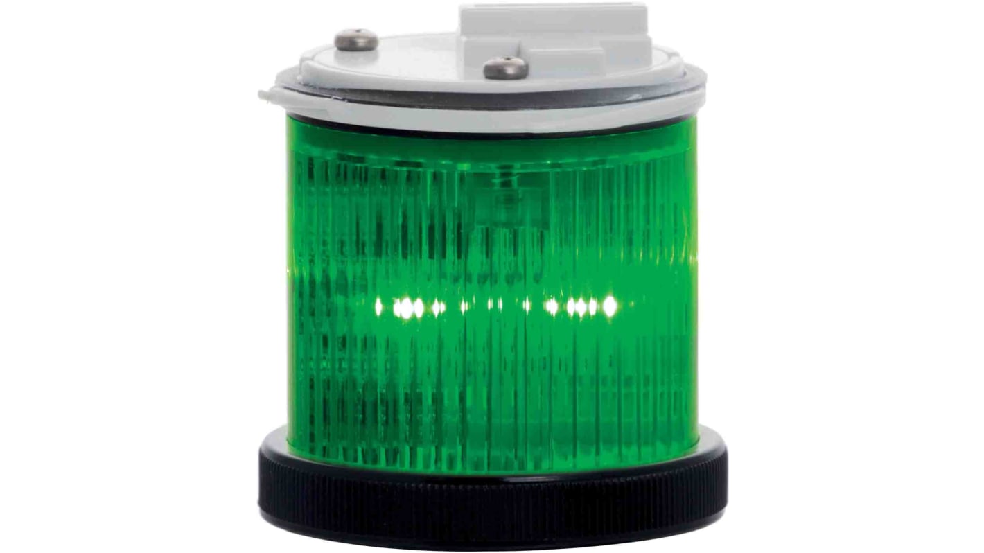 Elemento luminoso RS PRO intermitente o constante, LED, Verde, Ø 55mm, alim. 24 V ac / dc