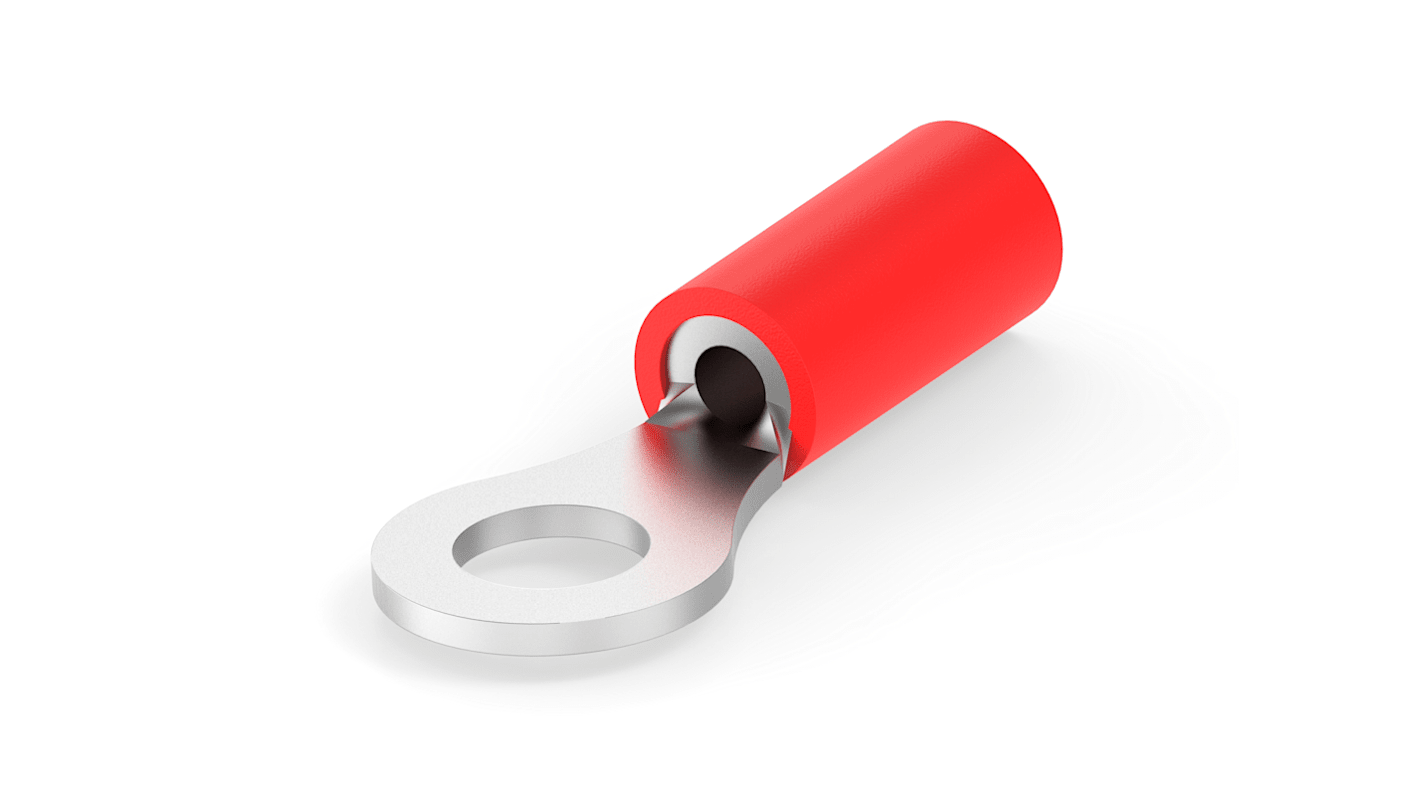 TE Connectivity PLASTI-GRIP Ringkabelschuh, Isoliert, Vinyl, Rot, aussen ø 7.92mm, innen ø 4.34mm, max. 1.65mm², M4