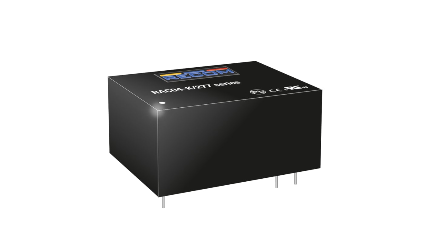 Recom Switching Power Supply, RAC04-24SK/277, 24V dc, 167mA, 4W, 1 Output, 80 → 305V ac Input Voltage