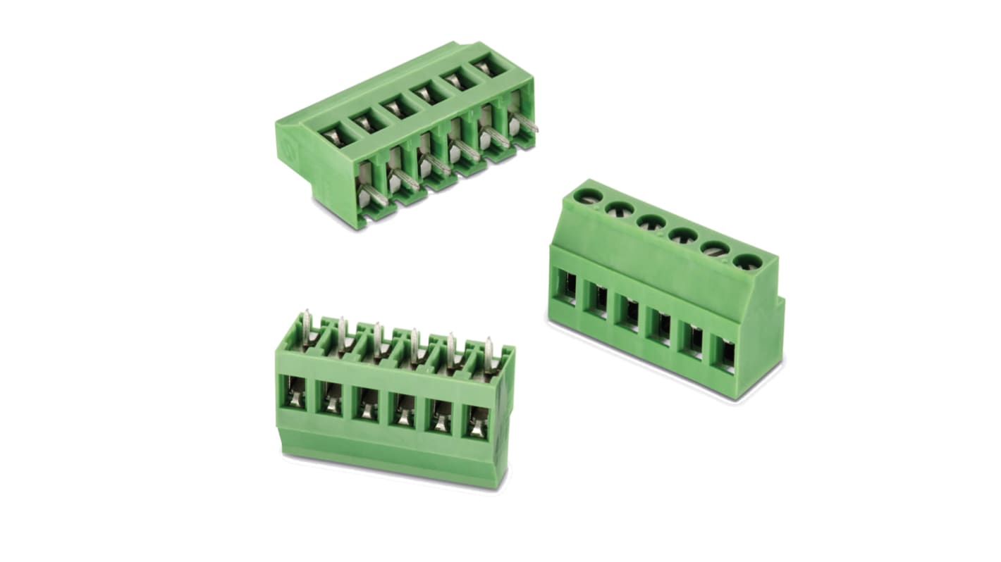 Wurth Elektronik 2445 Series PCB Terminal Block, 6-Contact, 5.08mm Pitch, PCB Mount, 1-Row, Solder Termination