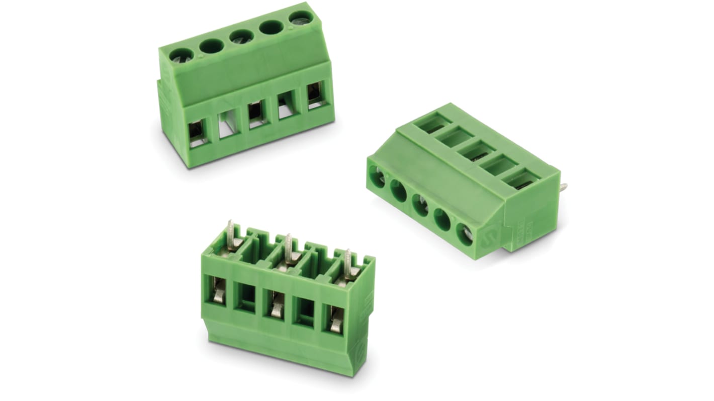 Wurth Elektronik 2446 Series PCB Terminal Block, 3-Contact, 10.16mm Pitch, PCB Mount, 1-Row, Solder Termination