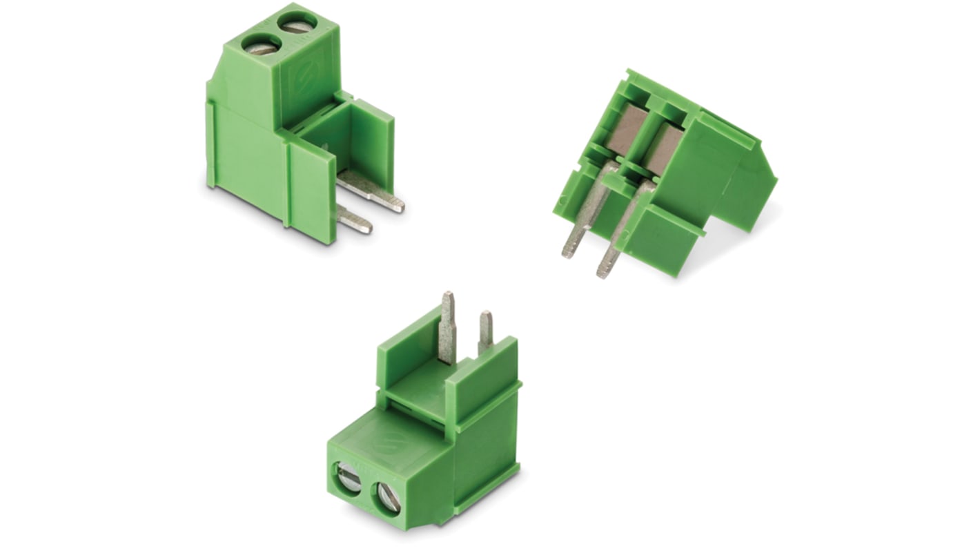 Wurth Elektronik 2527 Series PCB Terminal Block, 2-Contact, 5mm Pitch, PCB Mount, 1-Row, Solder Termination