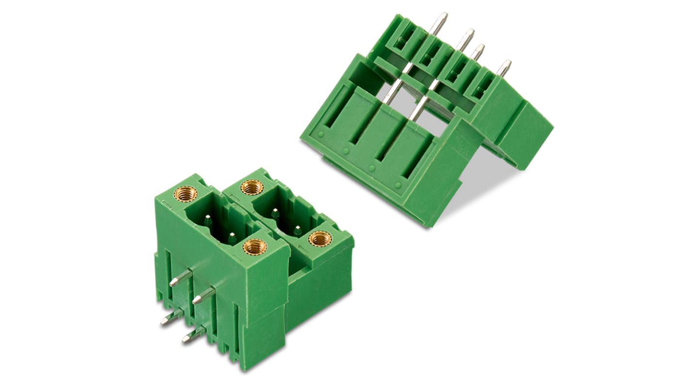Wurth Elektronik 4p插拔式接线端子 直向排针, 5.08mm间距, 10.0A, 300.0 v, PCB安装, 焊接端接, WR-TBL系列