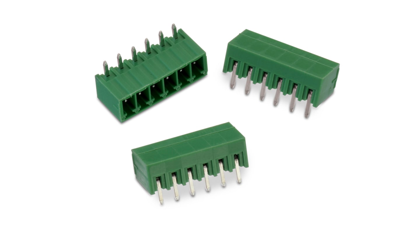 Conector macho para PCB Ángulo recto Wurth Elektronik serie WR-TBL de 12 vías, 1 fila, paso 3.5mm, para soldar, Montaje