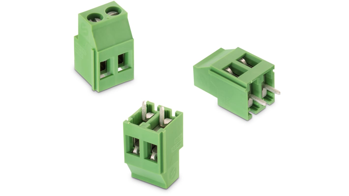 Wurth Elektronik 2535 Series PCB Terminal Block, 2-Contact, 5.08mm Pitch, Through Hole Mount, 1-Row, Solder Termination