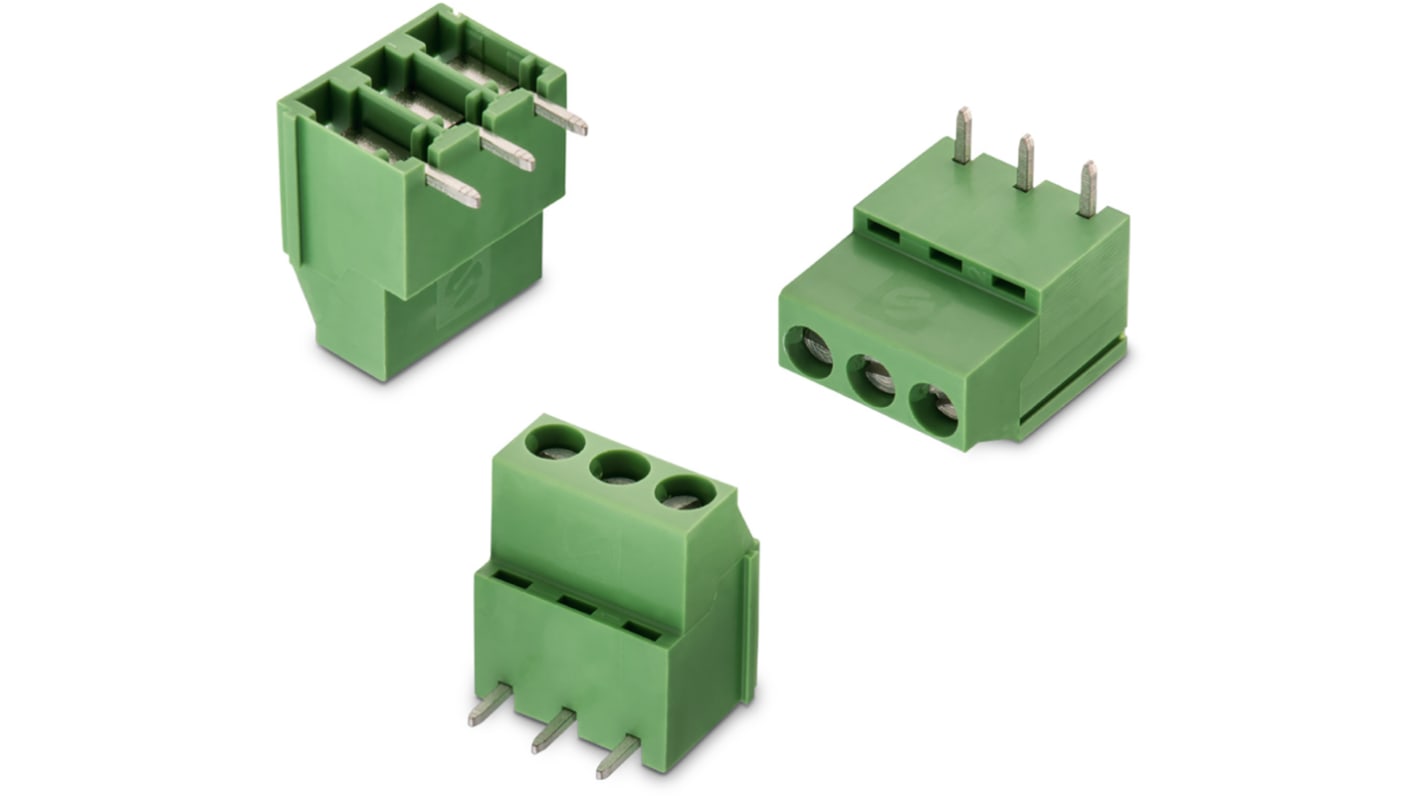 Wurth Elektronik 2537 Series PCB Terminal Block, 3-Contact, 5mm Pitch, Through Hole Mount, 1-Row, Solder Termination