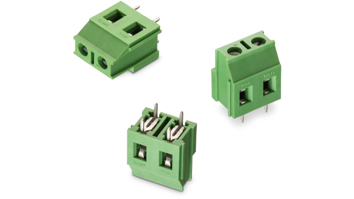 Wurth Elektronik PCB端子排, 3p, 7.62mm间距, 16A, 1.6 kV 、 3 kV 、 300 V 交流、 750 V 交流, THT安装, 焊接端接, 水平, 绿色, 2544系列