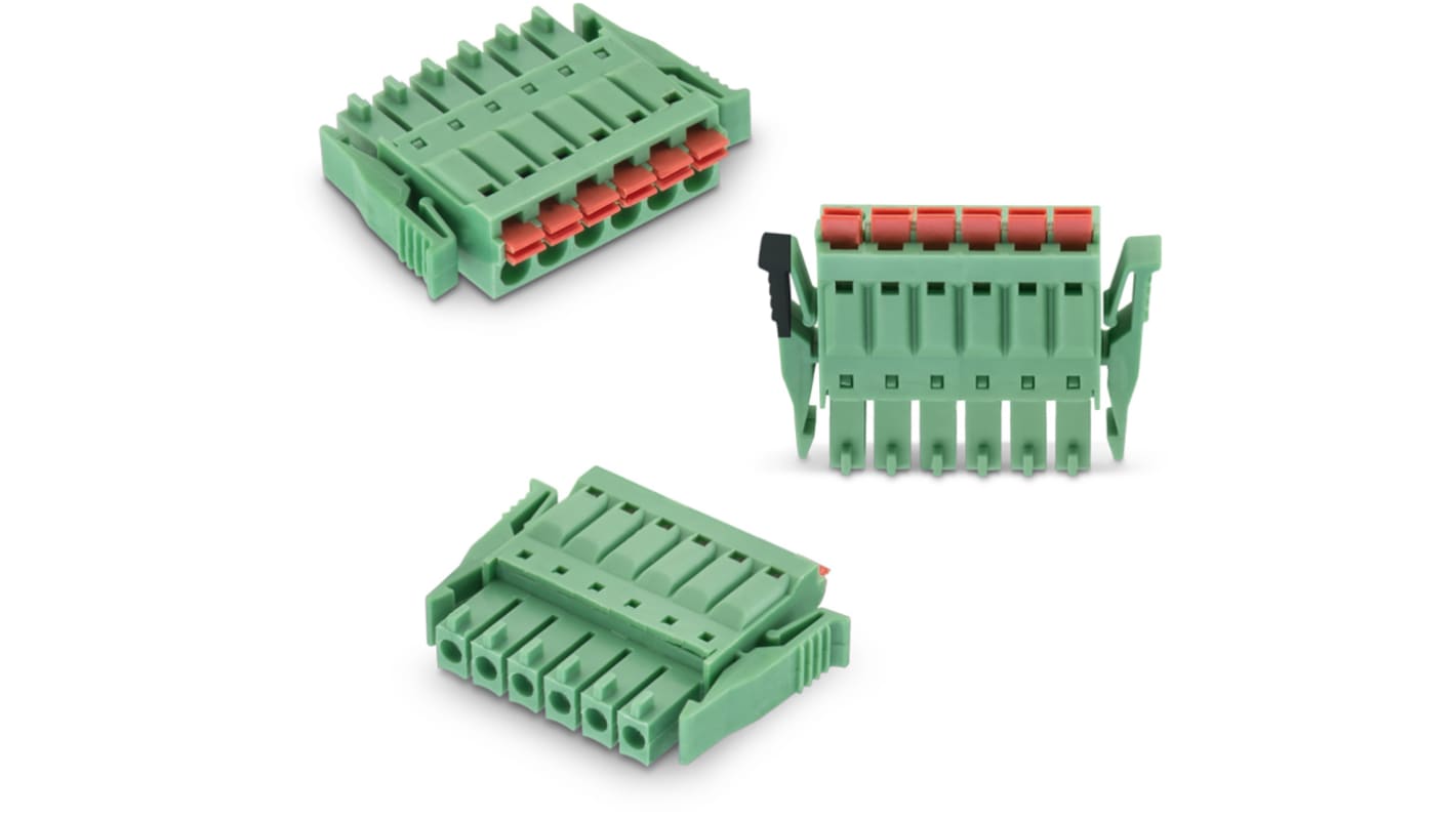 Wurth Elektronik, 3.5mm Pitch, 3041, 7 Way, Vertical, Pluggable Terminal Block, Plug, Cable Mount, Solder Termination,