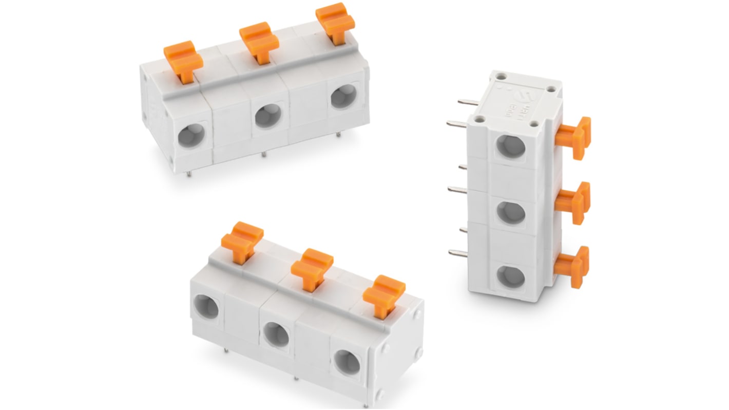 Borne para PCB Wurth Elektronik de 4 vías , paso 10.16mm, 10A, de color Gris, montaje Montaje en orificio pasante,