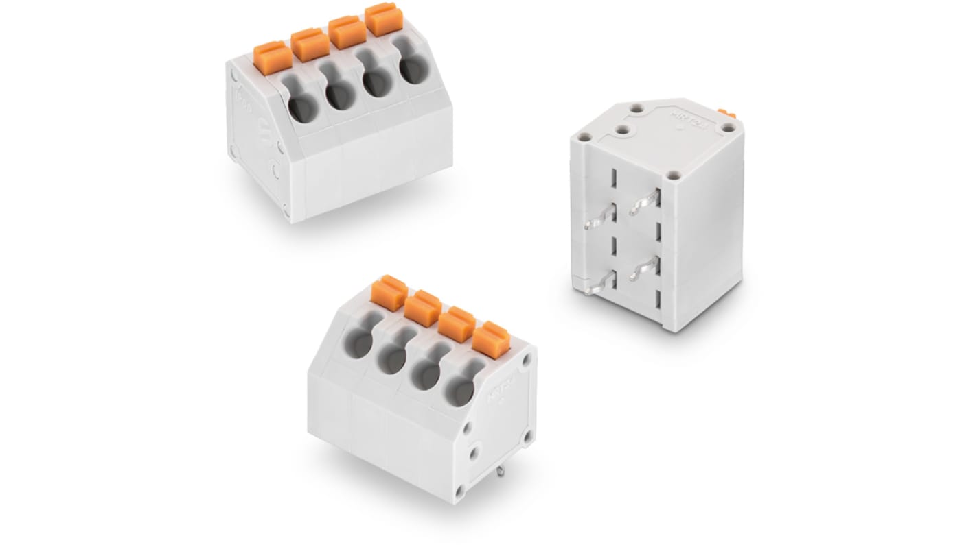 Wurth Elektronik 4123 Series PCB Terminal Block, 4-Contact, 3.81mm Pitch, Through Hole Mount, 1-Row, Solder Termination
