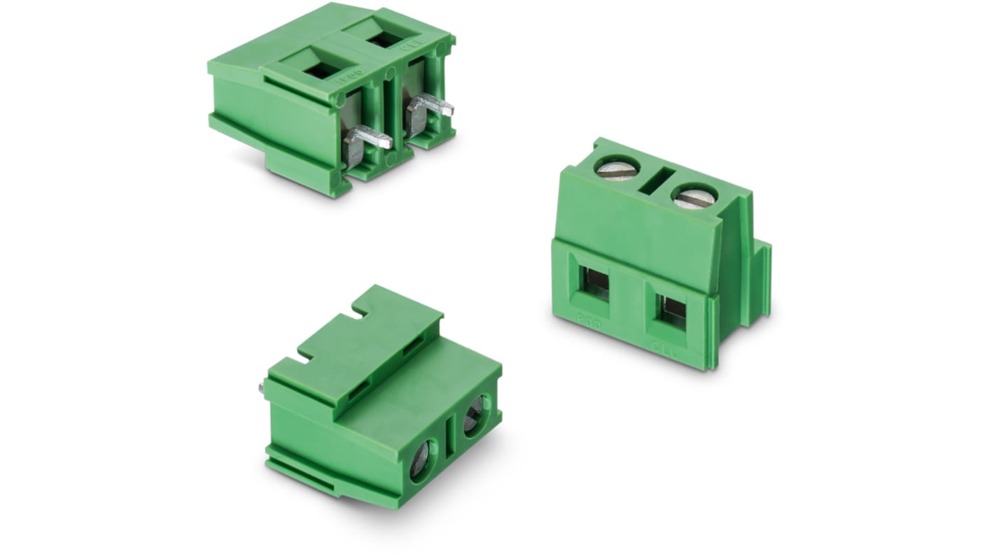 Borne para PCB Wurth Elektronik de 3 vías , paso 7.5mm, 14A, de color Verde, montaje Montaje en orificio pasante,