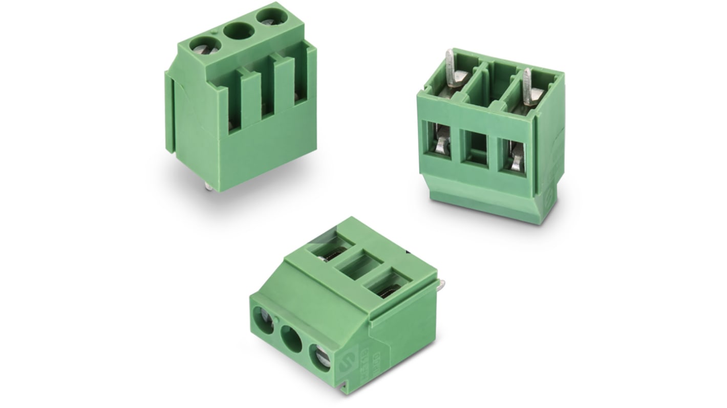 Wurth Elektronik 2366 基板用端子台, 20A, 1.6 kV ac 、 3 kV ac 、 300 V ac 、 750 V ac, 10.16mmピッチ, 1列, 2極