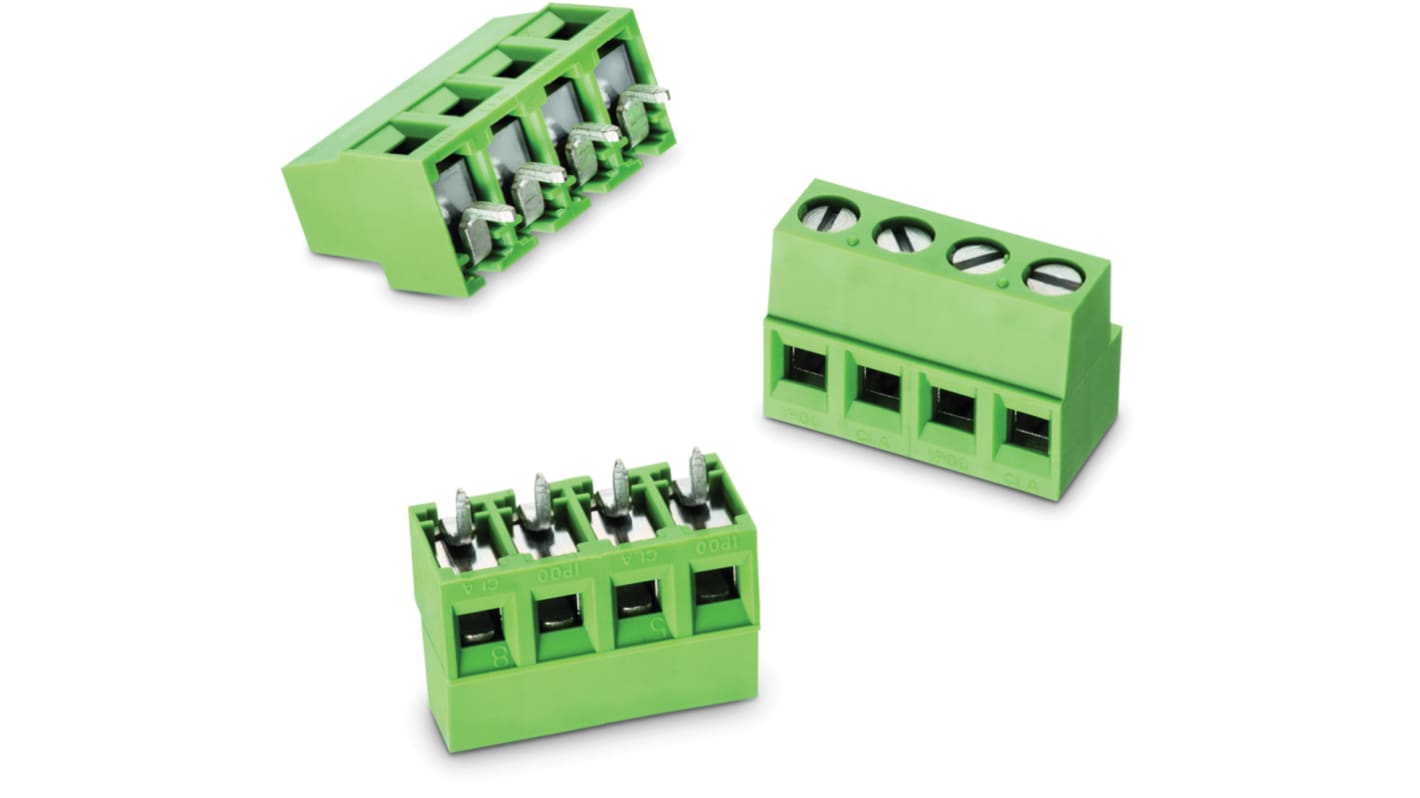 Wurth Elektronik PCB端子排, 7p, 5.08mm间距, 14A, 1.6 kV 、 2 kV 、 250 V 交流、 300 V 交流, PCB安装, 焊接端接, 水平, 绿色, 2425系列