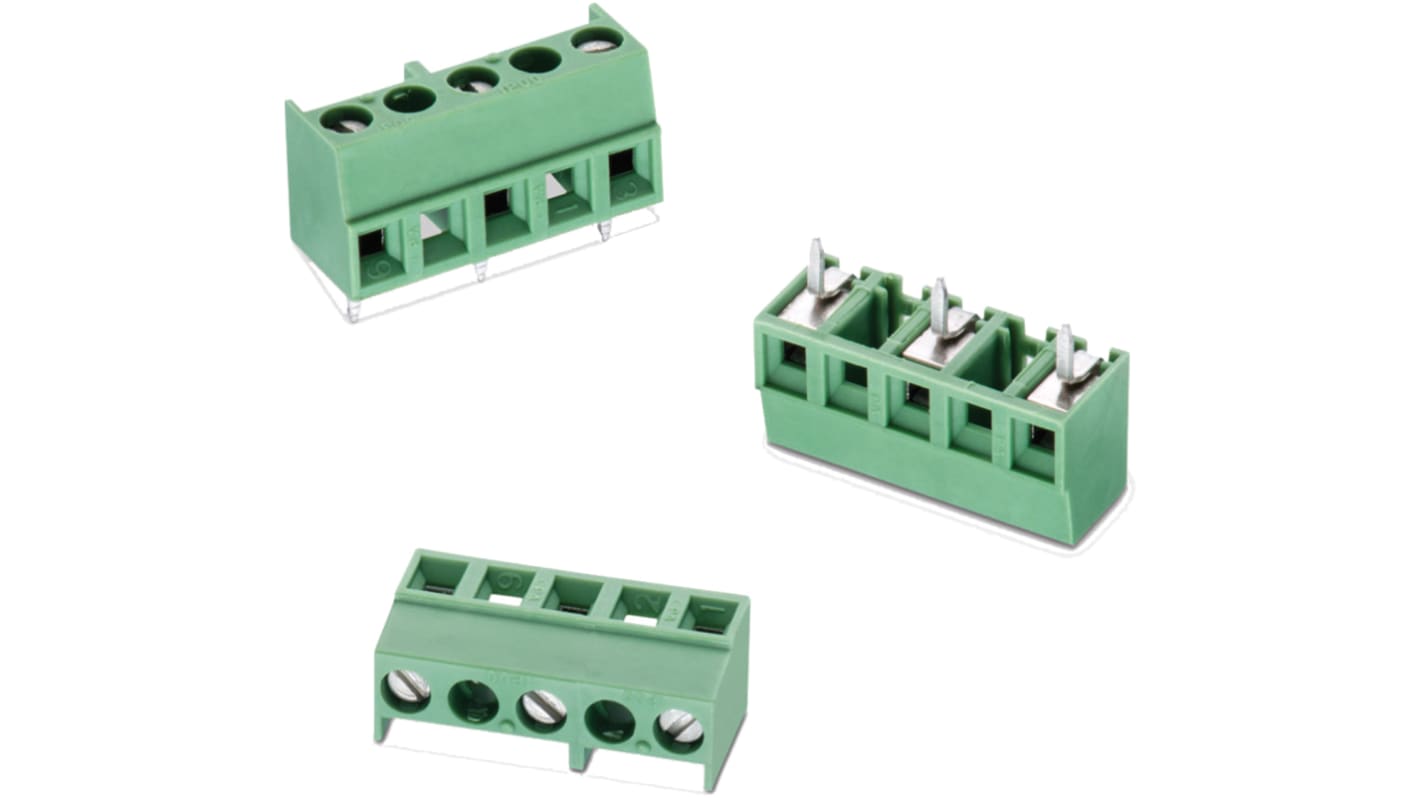 Wurth Elektronik 2434 基板用端子台, 10A, 1.6 kV 、 2.5 kV 、 300 V ac 、 450 V ac, 7.62mmピッチ, 1列, 7極