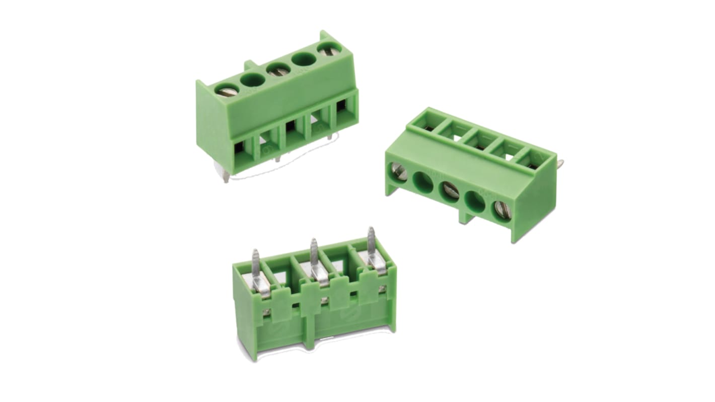 Wurth Elektronik 2432 基板用端子台, 10A, 1.6 kV 、 2.5 kV 、 300 V ac 、 450 V ac, 7mmピッチ, 1列, 4極