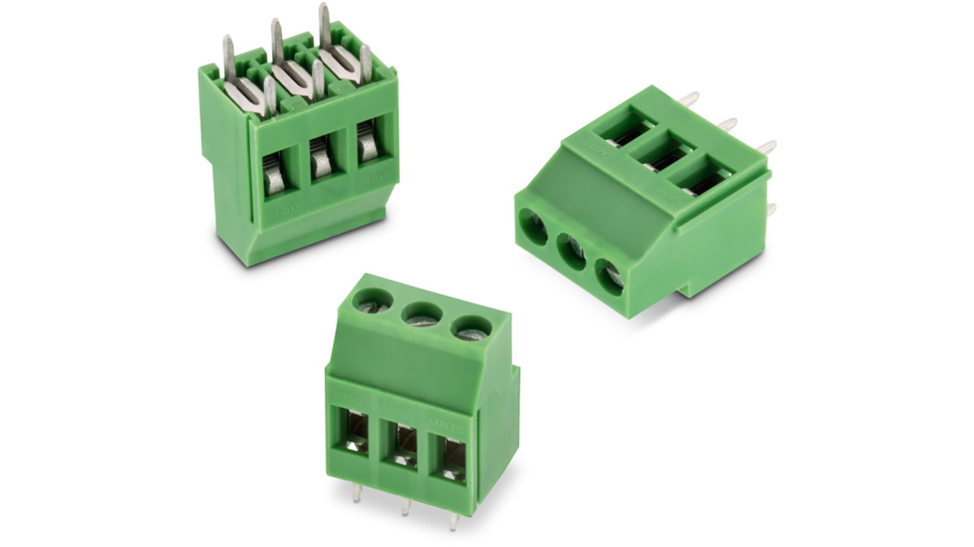 Wurth Elektronik 2545 基板用端子台, 16A, 1.6 kV 、 2.5 kV 、 300 V ac 、 450 V ac, 5.08mmピッチ, 1列, 3極