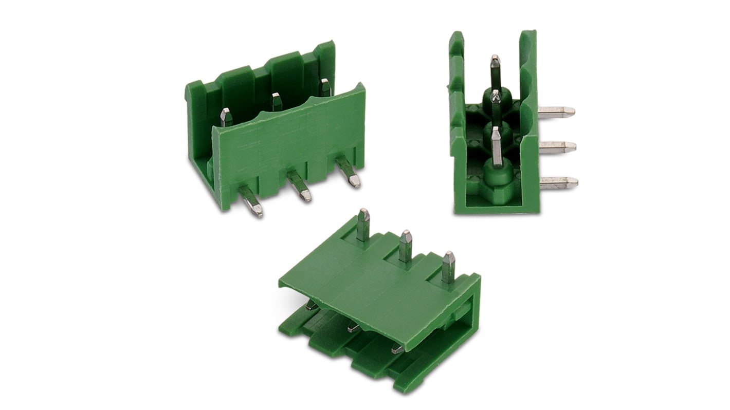 Conector macho para PCB Ángulo recto Wurth Elektronik serie WR-TBL de 12 vías, 1 fila, paso 5.0mm, para soldar, Montaje