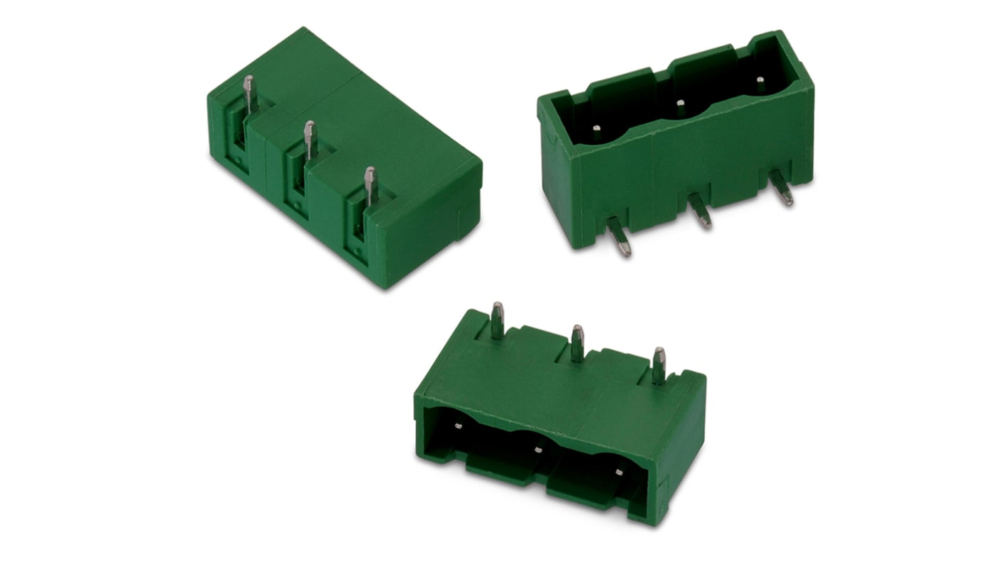 Wurth Elektronik 7p插拔式接线端子 直向排针, 7.62mm间距, 20.0A, 300.0 v, PCB安装, 焊接端接, WR-TBL系列