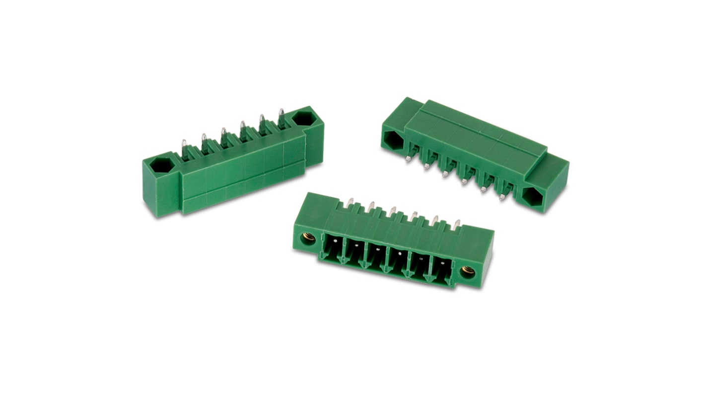 Conector macho para PCB Ángulo recto Wurth Elektronik serie WR-TBL de 12 vías, 1 fila, paso 3.81mm, para soldar,