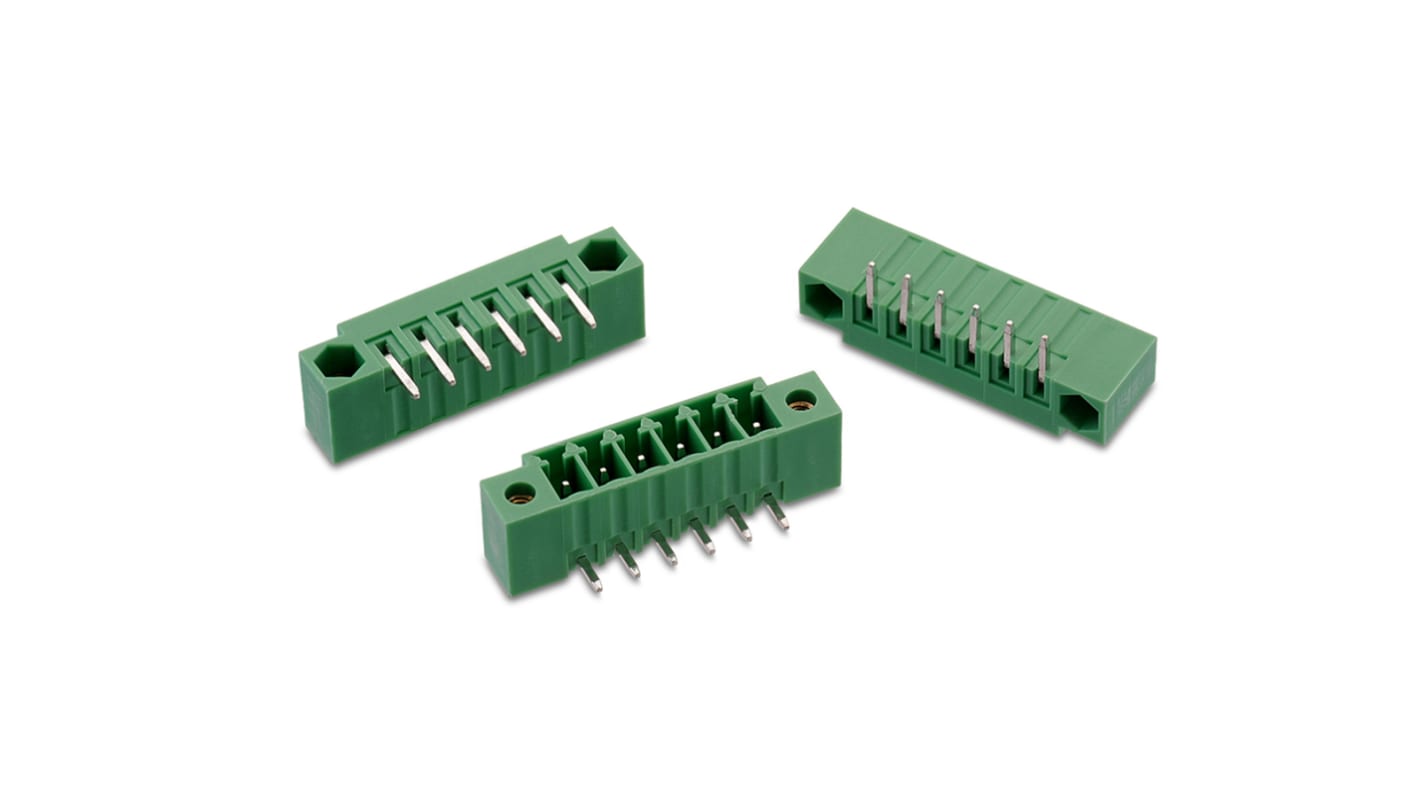 Conector macho para PCB Ángulo recto Wurth Elektronik serie WR-TBL de 3 vías, 1 fila, paso 3.5mm, para soldar, Montaje