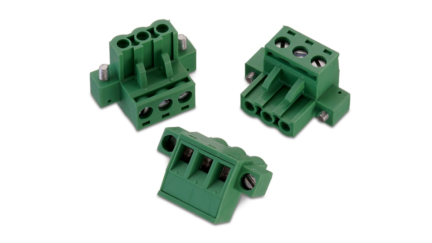 Wurth Elektronik, 5.08mm Pitch, 3405, 6 Way, Vertical, Pluggable Terminal Block, Plug, Cable Mount, Solder Termination,