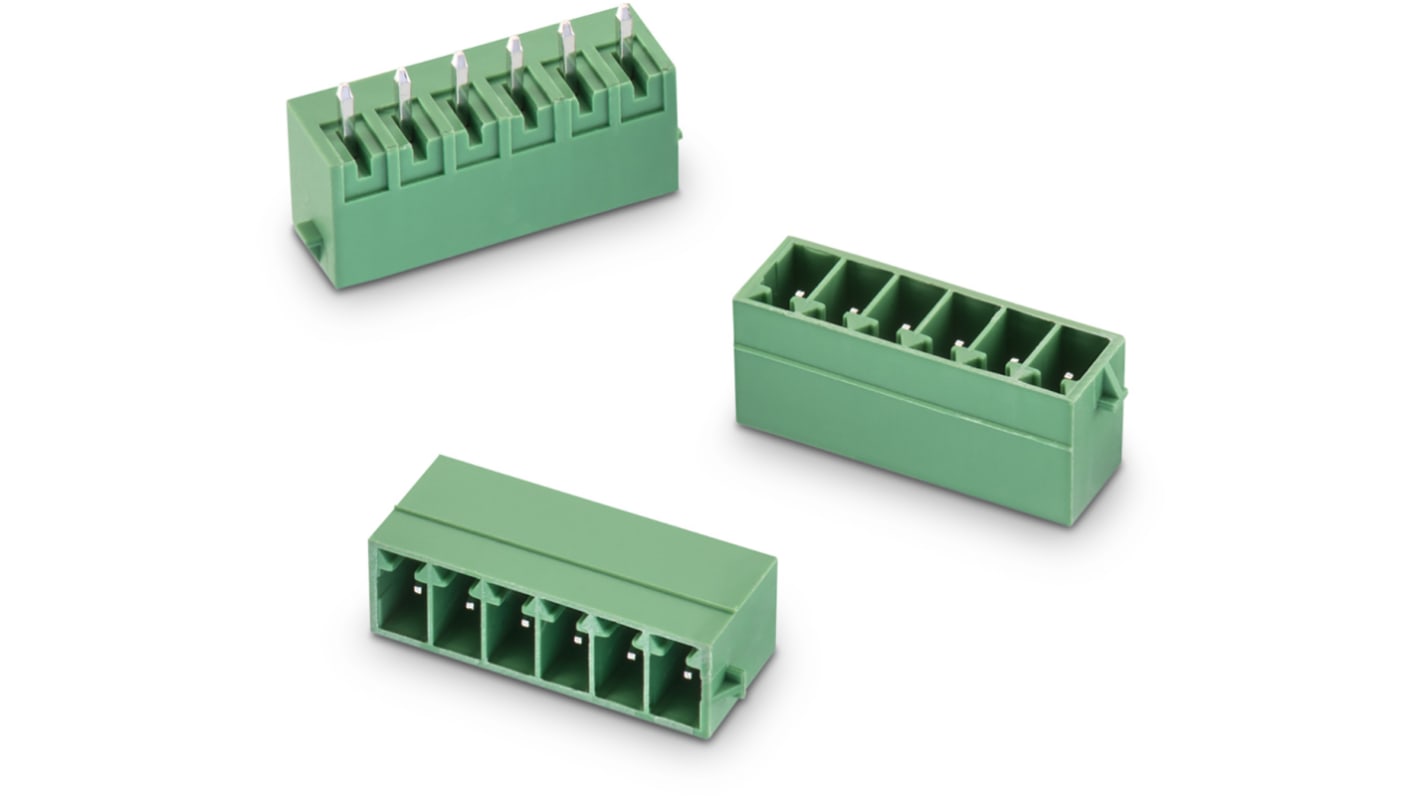 Wurth Elektronik, 3.5mm Pitch, 3051, 3 Way, Vertical, Pluggable Terminal Block, Header, Through Hole, Solder