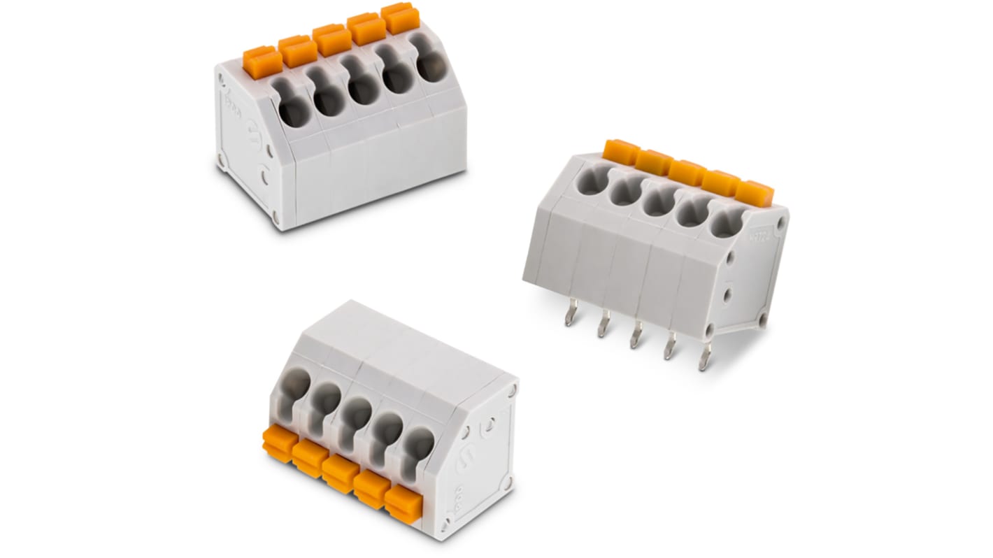 Würth Elektronik 4183 Printklemme 45 °, für Durchsteckmontage, 3-polig / 1-reihig, Raster 7.62mm