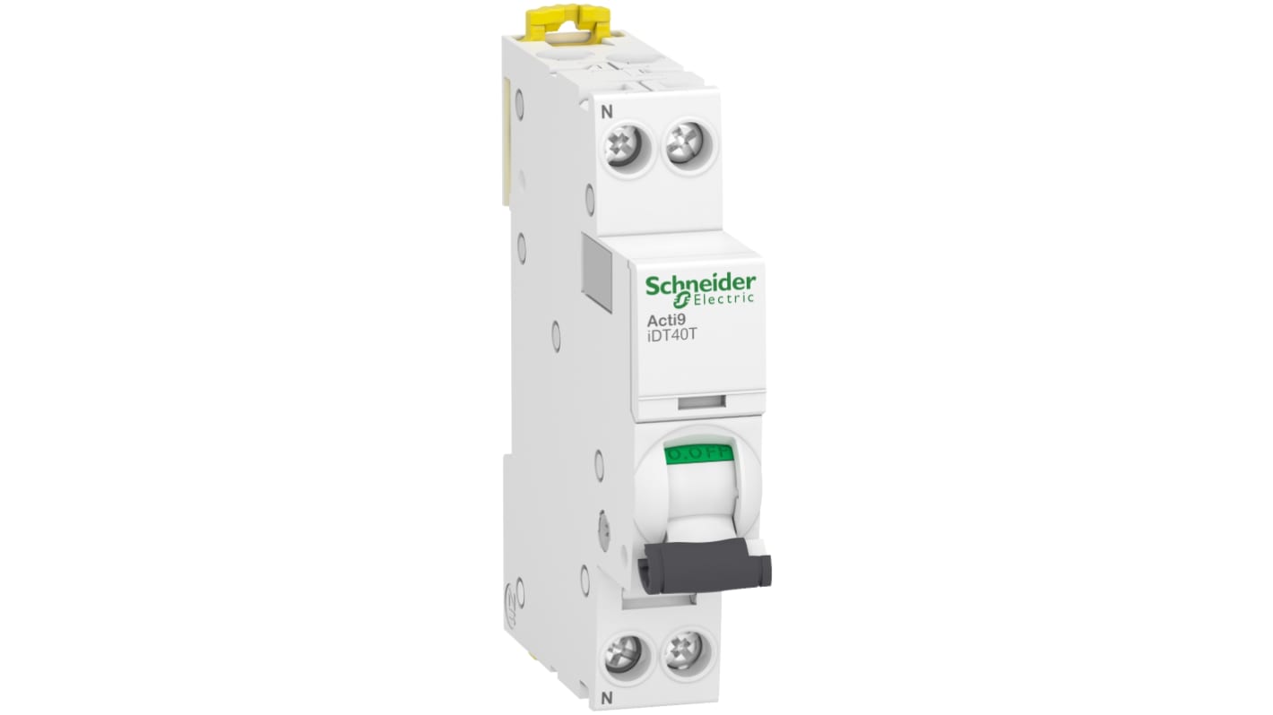 Interruptor automático 1+N, 16A, Curva Tipo C, Poder de corte 6 kA IDT40T, Acti 9, Montaje en Carril DIN