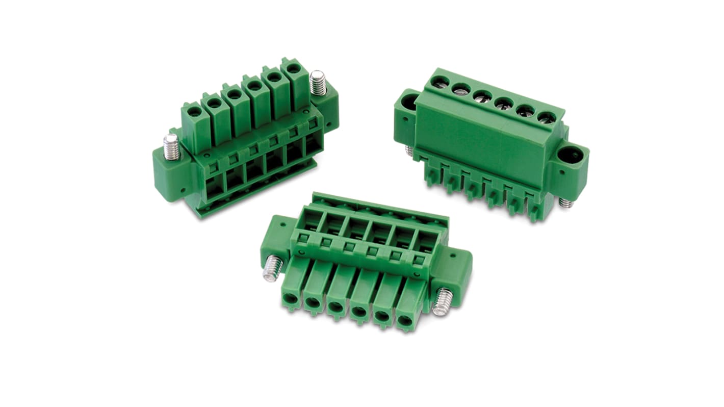 Wurth Elektronik, 3.5mm Pitch, 3671, 3 Way, Horizontal, Pluggable Terminal Block, Plug, Cable Mount, Screw Termination,