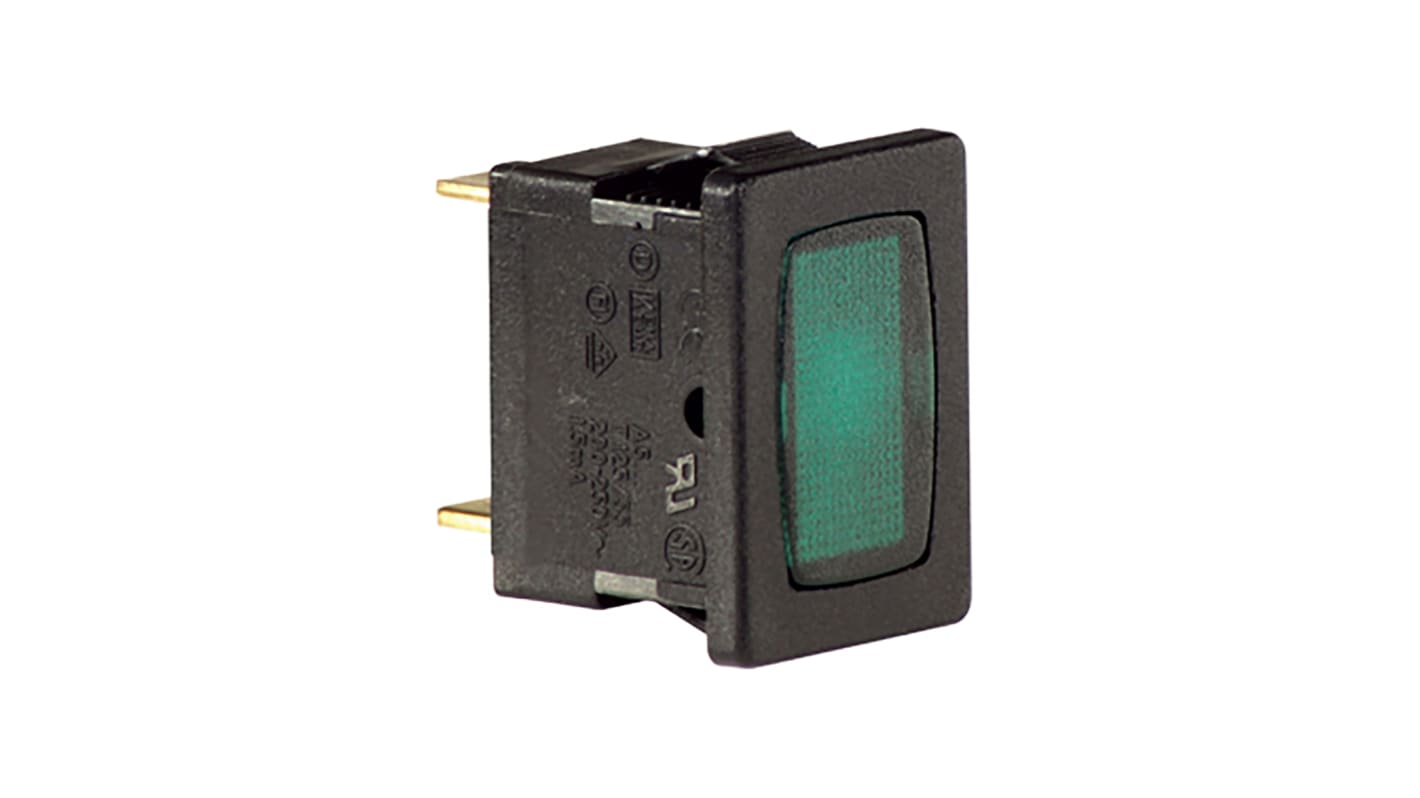 Molveno A5 Series Green Neon Panel Mount Indicator, 200 → 250V ac, 13 x 19mm Mounting Hole Size