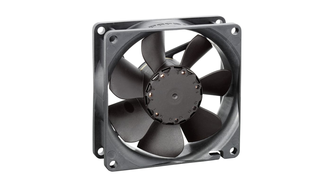 ebm-papst 8400 N Series Axial Fan, 12 V dc, DC Operation, 74m³/h, 2.8W, 230mA Max, 80 x 80 x 25mm
