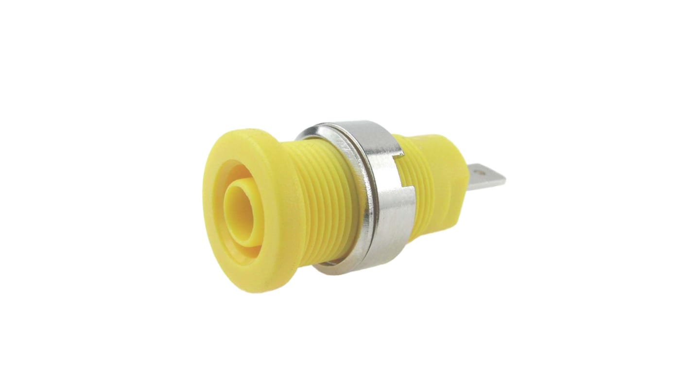 RS PRO Yellow Female Banana Socket, 4 mm Connector, 24A, 1000V, Nickel, Tin Plating