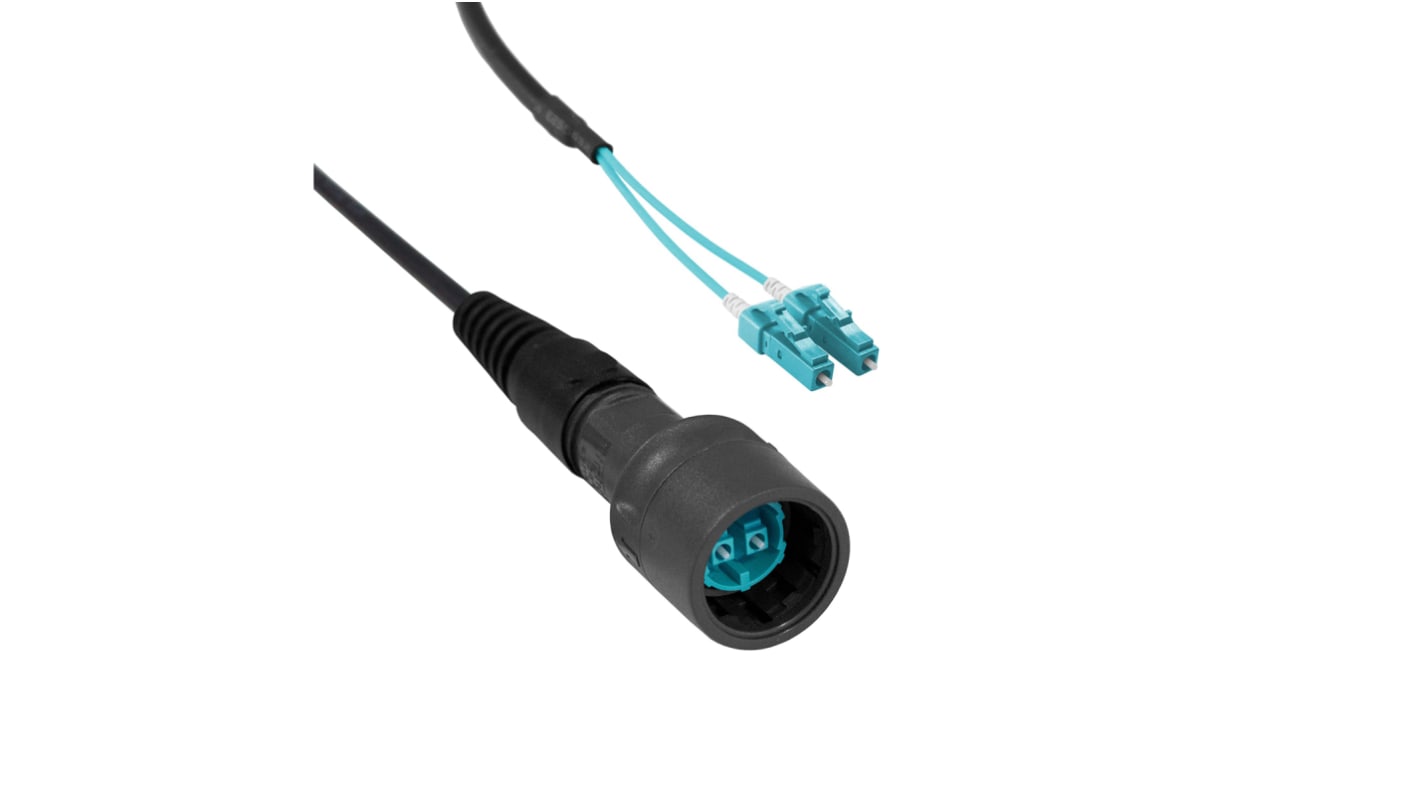 Cable de fibra óptica Bulgin OM3 serie 6000, con A: LC, con B: LC, long. 5m, funda de Poliolefina Agua