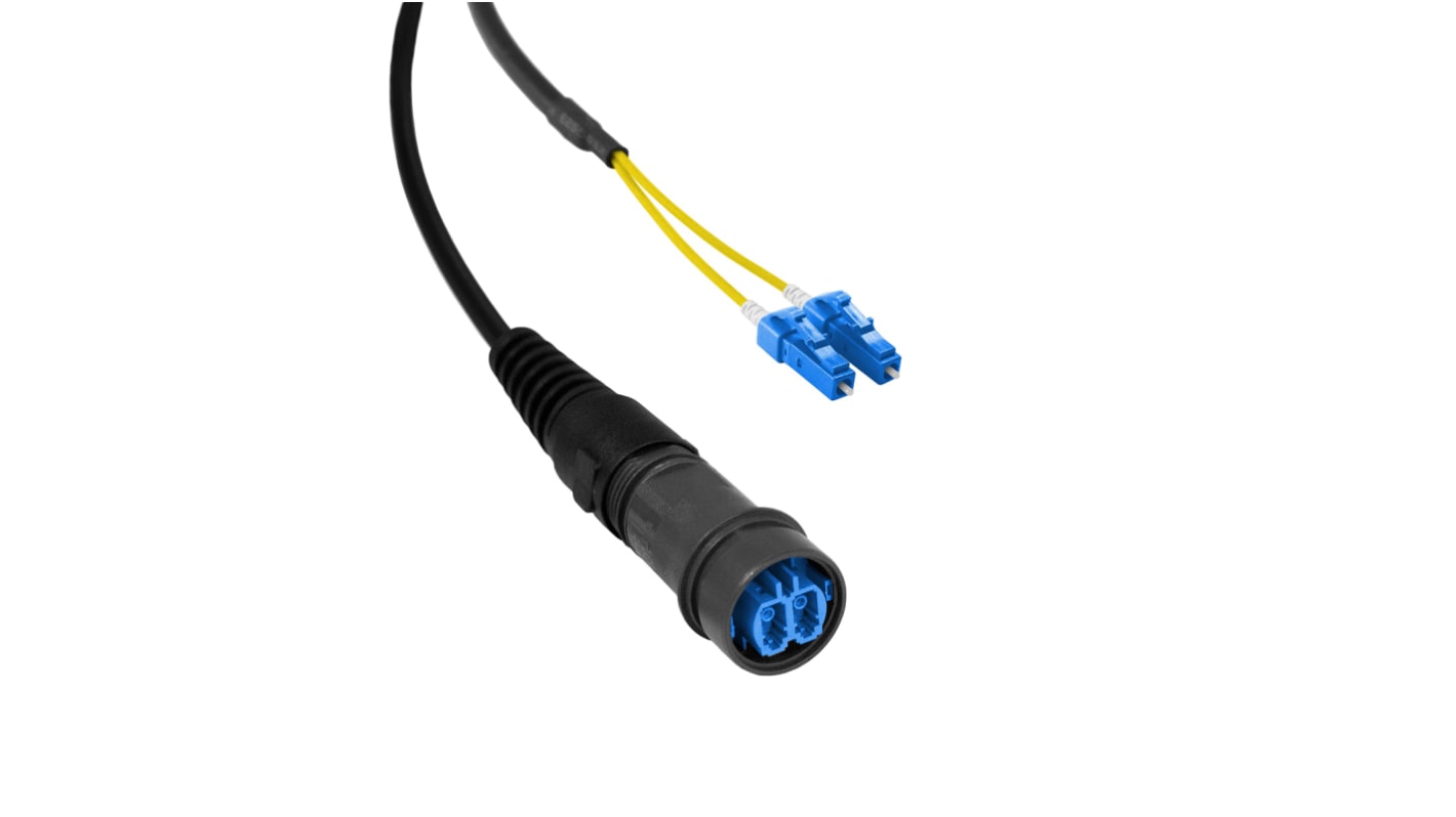 Bulgin LC to LC Duplex Single Mode OS1 Fibre Optic Cable, 125μm, Yellow, 10m