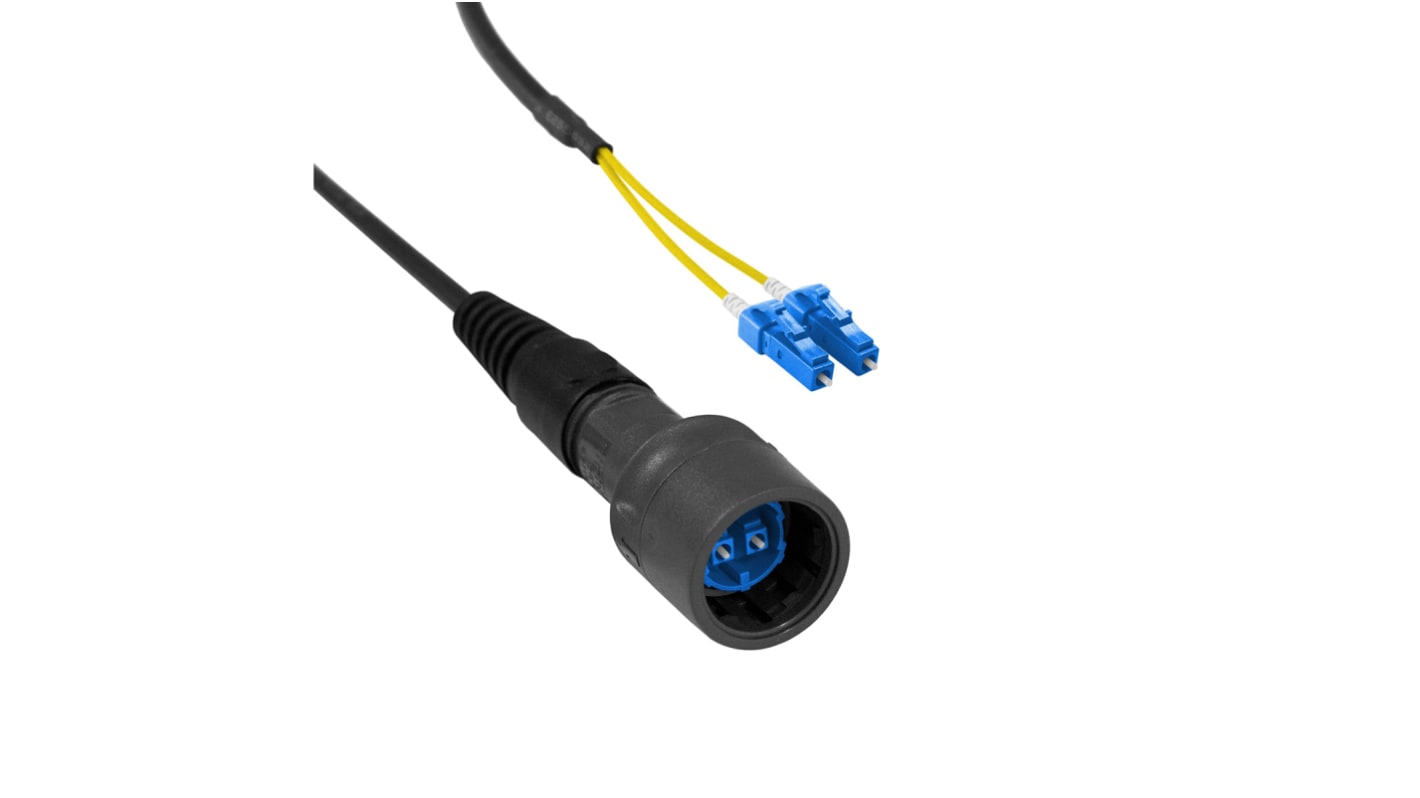 Bulgin LC to LC Duplex Single Mode OS1 Fibre Optic Cable, 125μm, Yellow, 5m
