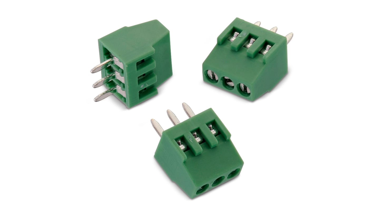 Wurth Elektronik PCB端子排, 8p, 2.54mm间距, 6A, 1.3 kV 、 150 V 交流, THT安装, 焊接端接, 水平, 绿色, 2109系列