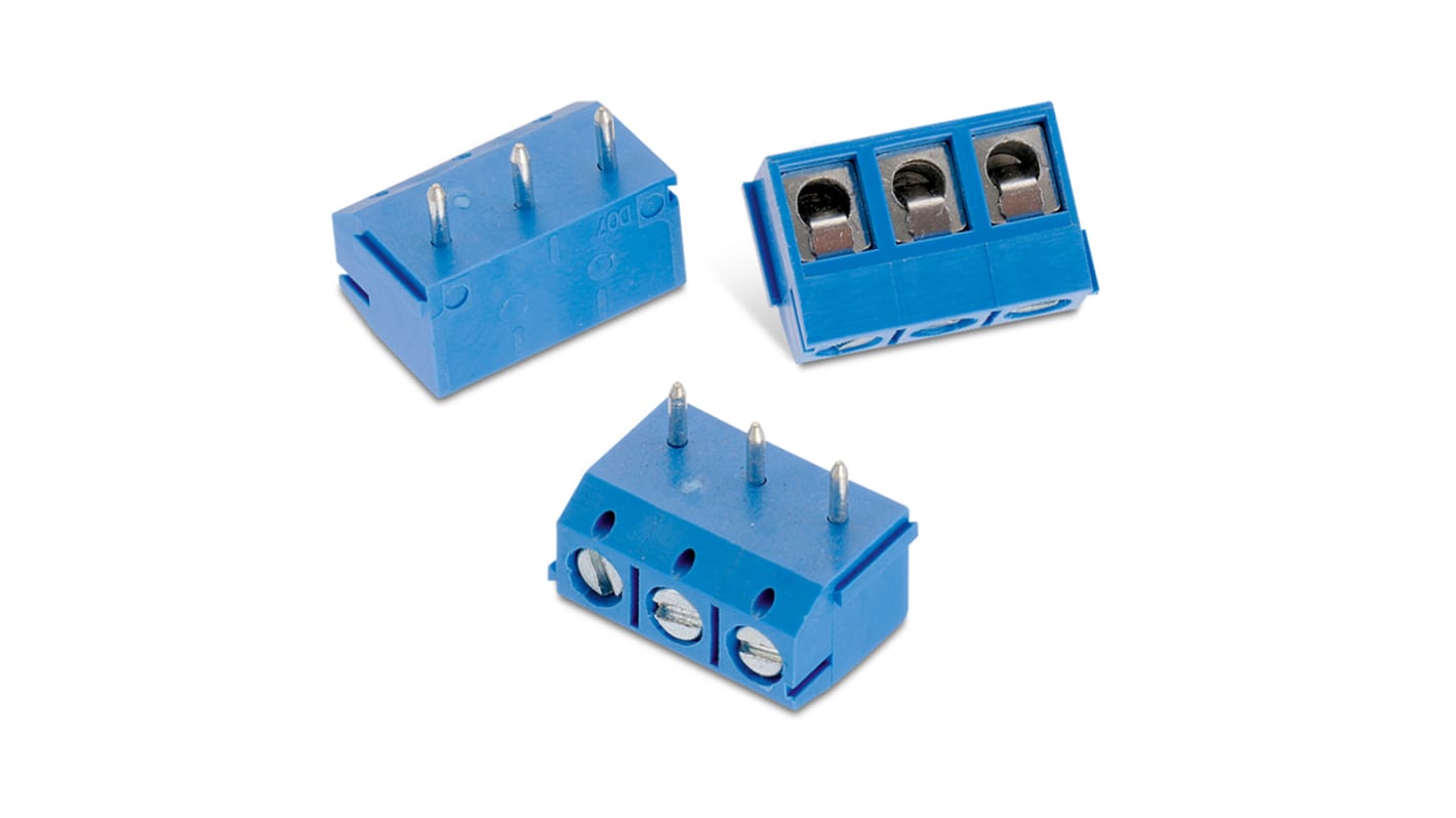 Wurth Elektronik 1047 Series PCB Terminal Block, 3-Contact, 5mm Pitch, Through Hole Mount, 1-Row, Solder Termination